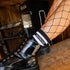 Technostoff nocturnal College Socken in schwarz mit weißen Streifen